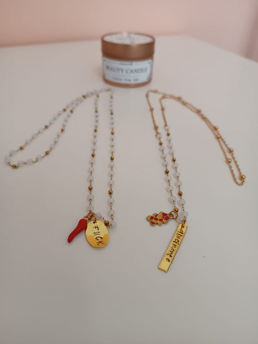 Collana artigianale con ciondolo "ALLUCINANTE"
